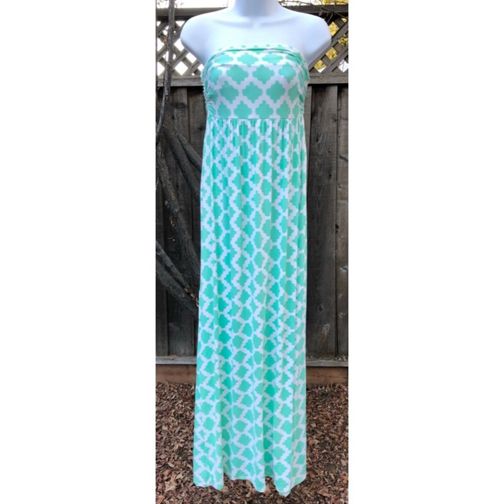 NWT mint/white strapless maxi dress